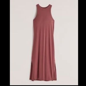 Abercrombie & Fitch Scuba Knit Midi Dress-Mauve